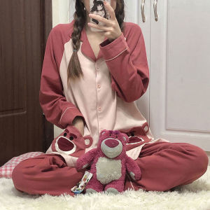 Áo Ngủ Cotton Dài Tay Rộng Rãi Dễ Thương Mùa Thu Áo Ngủ Mặc Nhà Thoải Mái Cho Nữ Áo Khoác Ngoài Được Thiết Kế Theo Phong Cách Hoạt Hình Dễ Thương