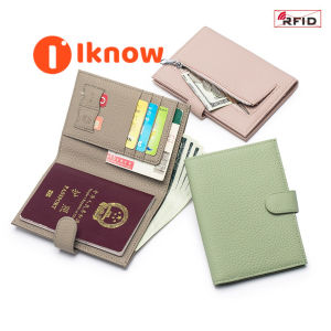 I know New leather RFID ultra-thin passport bag multifunctional wallet ticket holder passport document wallet storage bag