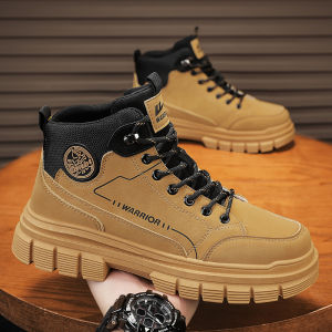 Casual Sport Martin Boots Mens Thick Bottom Heightening Versatile Yellow Boots Autumn 2025 New Style Warrior/Huiri Brand