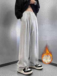 กางเกงกีฬาทรงตรงสำหรับผู้ชาย ทรงยาว หนา ทรงเข้ารูป กางเกงขายาวทรงตรงลำลอง สีพื้น ฤดูใบไม้ร่วง/ฤดูหนาว กางเกงขายาวสำหรับผู้ชาย