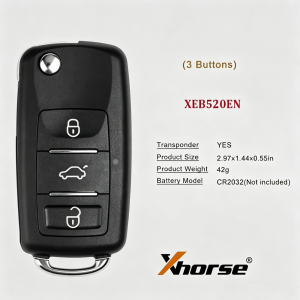 Xhorse XEB520EN Super Remote with XT27B Super Chip 3 Buttons Car Remote Key for Volkswagen B5 Style Car Keys for VVDI Key Tool