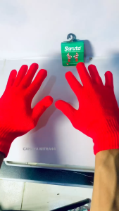 HARGA SEPASANG - Sarung Tangan Rajut Saruta Merah Saruta Full Jari Dewasa/Sarung Tangan Saruta Merah Bahan Rajut