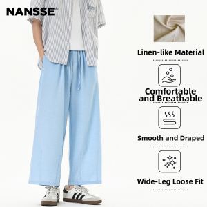NANSSE | Relaxed Fit Flax-style Loose Wide Leg Summer Pants