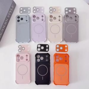 Luxury Liquid Soft Edge Anti-fall For Magsafe Magnetic Phone Case For iPhone 16 Air 12 15 14 13 17 Pro Max Glass Lens Film Cover