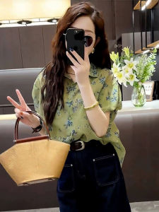 Floral Short-sleeve Chiffon Sun-protective Shirt Lightweight