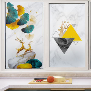 Nordic Luxury Static Electrostatic Frosted Glass Film Sliding Door Bathroom Privacy Light Blocking Bathroom Window Stickers