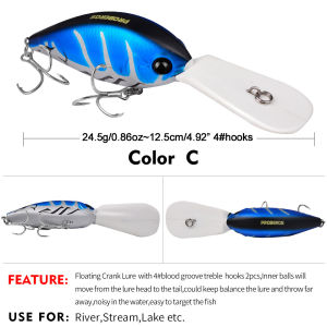 1Pcs 12.5cm 24.5g Crankbait Fishing Lure Floating Wobbler Artificial Hard Bait Long Casting Good Treble Hooks Bass Pike Tackle