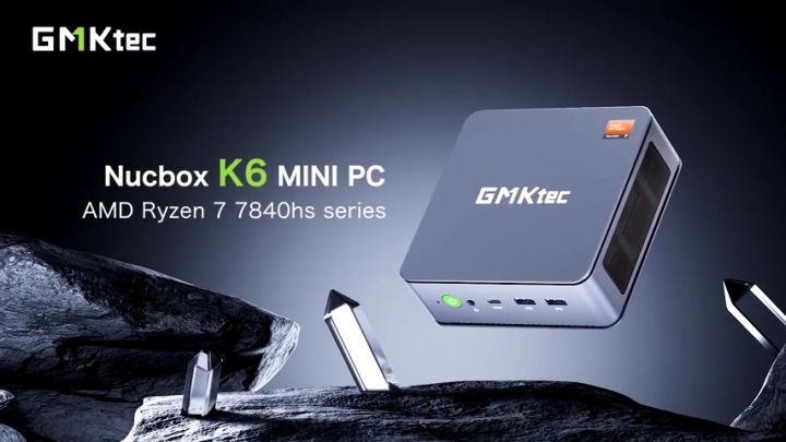GMK K6 AMD Ryzen7 7840HS WIFI6 BT5.2 Win11 Pro DDR5 NVME SSD PCIE 4.0 WIFI6 BT5.2 Dual 2.5G Lan Office Gaming MINI PC