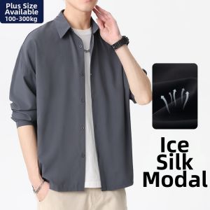 JIUSENBAO | Big Size Ice Silk Modal Loose Fit Shirt for Men
