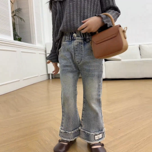 BALALE Celana Anak Perempuan Jeans Import Quality Terbaru Model Flare Frayed / Lurus dengan Renda