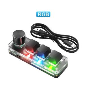 3 Keys 1 Knob Programmable Mechanical Mini Macro Keyboard RGB Backlit Custom Shortcut Keypad For PC Gaming Editing Office Work