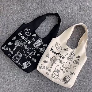 Canvas Bag Tote Bag School College Student Women Tuition Shopping Beg Wanita Pelajar Lelaki Perempuan单肩手提百搭帆布包