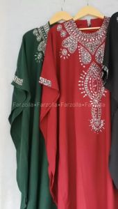 FKS Farzana Kaftan Jumbo 4XL LD 140 Crepe Madina / Kaftan Payet Swarosky / Kaftan Super Jumbo / Kaftan Bigsize FARZOLLA