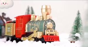 Electric Train Set for Kids Battery Operated Toy Train with Lights & Sounds Classic Train Set for Around Christmas Tree