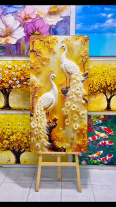 Tranh Chim Công Ngọc Vũ Cát Tường Tranh Canvas Tranh Tráng Gương Tranh Trang Trí