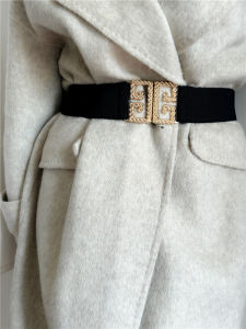 Versatile Wide Canvas Belt Elastic Weave Waist Seal Womens Dress Accessory Youth And Middle-aged Single Circle Alloy Buckle