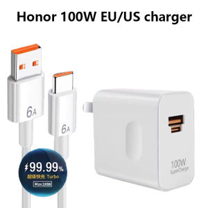 Honor 400 300 Ultra Fast Charger EU/US Max 100W SuperCharge PD/QC 3.0 Quick Charge For Magic 8 7 Pro V5 V3 VS3 & 6A Type C Cable