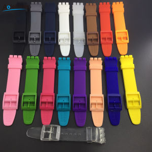 Aotelayer 16mm 17mm 19mm 20mm Colorful Soft Silicone Watchband for SwatchWatch Rubber Replace Bracelet Strap Band Accessories Black