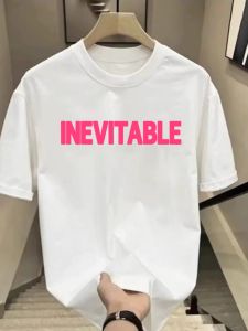 เสื้อยืดแขนสั้นผู้ชายสไตล์อเมริกัน High Street ลายตัวอักษร ทรงหลวม ผ้าฝ้าย คอกลม แฟชั่นฤดูร้อน 2025 สำหรับเยาวชน