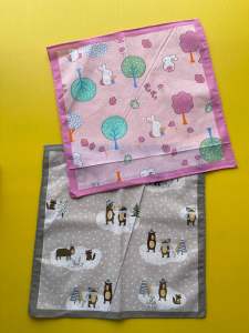 Handkerchief 2pcs set Cotton Mix Thin 27cmx27cm (+-1cm) & 1pcs 33cmx33cm cute animals print bear horse rabbit