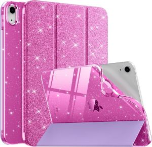 MoKo Case for iPad (A16) 11th Generation 2025/10th Gen  2022 Sparkly iPad 11/10.9 inch Case Slim Stand Glitter Cover with Shiny Clear TPU Back Shell Support Touch ID Protective Cover