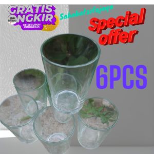 6PCS GELAS KACA/GELAS POLOS/GELAS LURUS/GELAS KOPI/GELAS JAMU