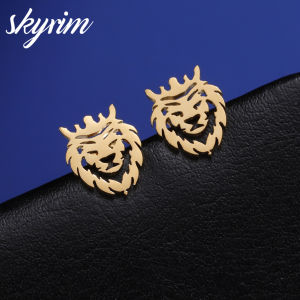 SKYRIM Stainless Steel Earrings Lion Pendant Jewelry for Women