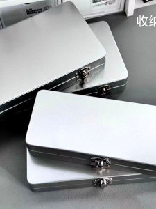 Rectangular Flip Lock Iron Box Watercolor Crayon Metallic Desktop Storage Box Pencil Stationery Storage with Lid Iron Box