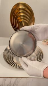 Piring Bulat Gold Piring Stainless Gold Piring Korea Aesthetic