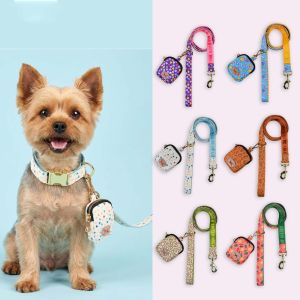 Valentines Day Pet poop Bag holder & Traction Rope Double sided print New Years gift Cute high quality gold hardware