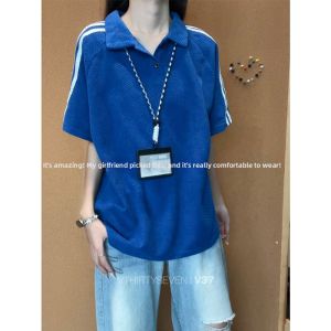 NANSSE | American 3 Stripes Patchwork Cleanfit Solid Shoulders Short Sleeve Polo Shirt