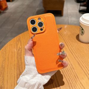 SinQui | Orange Anti-Fall Phone Case Soft Silicone Leather Compatible