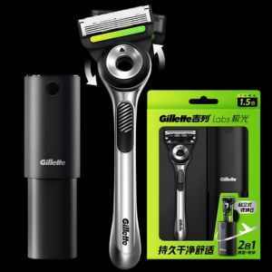 Gillette | Gillette Labs Razor 5-Layer Nanoscale Blades Exfoliating Bar Precision Trimmer with Anti-Slip Grip Vertical Stand Case