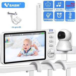 Màn Hình Trẻ Em VBABM Màn Hình IPS 5.0 Inch Camera Nanny PTZ Âm Thanh 2 Chiều Bài Hát Ru Tầm Nhìn Ban Đêm Giá Đỡ An Ninh Có Chức Năng Giám Sát Nhiệt Độ