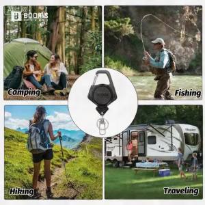 Booms Fishing | Booms Fishing XW80 2pcs Retractable KeyChain Buckle Accessories 70cm Badge Holder Fishing Zinger Retractor Seawater Accessories