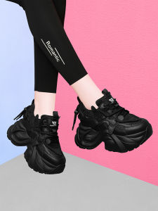 Giày Thể Thao Đế Dày Thường Ngày Cho Nữ Giày Thể Thao Tăng Chiều Cao Giày Thể Thao Màu Đen Giày Thể Thao Mùa Thu Đông Giày Đế Dày Phong Cách Hong Kong