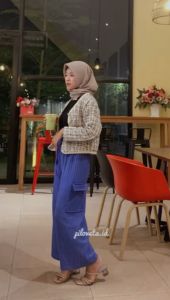 Celana Kulot Knit Hornet Cargo Wanita Premium Kekinian