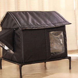 Outdoor Cat House Weatherproof Cat Shelter for Outside with Roof Window- Insulated Elevated House for Stray/Barn Cats