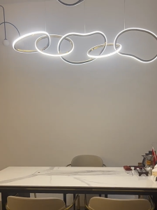 Modern Irregular Ring Chandelier Minimalist Stainless Steel LED Pendant Lamp For Kitchen Island Bar & Booth Display