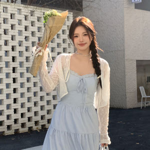 Slimming Effect Womens plus Size Dress Baby Blue Strapless Gown Korean Style Commute Fashion High Waist A-Line Skirt