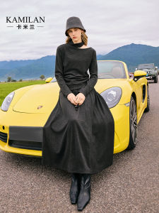 Kamilan Grey Knitted Set Womens Casual Two-Piece Autumn New Style Sweater plus Mini Dress Fashionable Mid-Aged Womens Ensemble