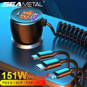 SEAMETAL Car Mobile Phone Charger Super Fast Charge One for Three Car Conversion Plug USB Interface Socket 66W