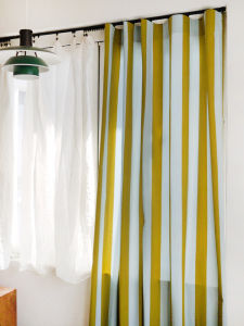 Half Light Striped Korean Style Bedroom Window Seat Curtain Hooks Rods Included No Drilling Required Pigift Brand Home Textile