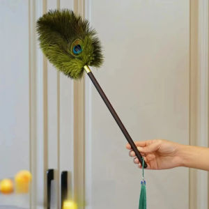 ไม้จิ้งหรีดขนนกกระต่ายไม่ติดไฟฟ้าสถิต สีสันสดใส มีด้ามจับ ไม่ติดผม เหมาะสำหรับใช้ในบ้านและที่อยู่อาศัย