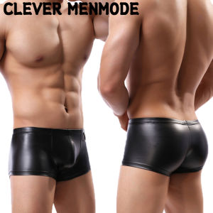 CLEVER-MENMODE người đàn ông đồ lót Giả Da Vòng Kim Loại Boxers mềm cạp trễ tóm tắt cho nội y cho nam