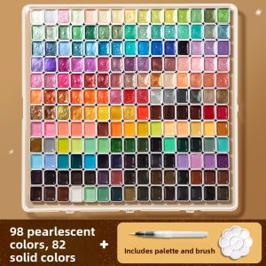MINGZHUO | Glowing Gouache Solid Paint Set Mini Paint Box Portable Watercolor Set for Sketching