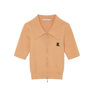 Peoleo Womens Knitted Short Sleeve Cardigan Slim Fit V-Neck Fashion Commute Double Zipper Autumn New Style Slimming Top