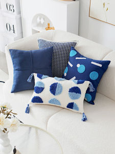 YOULI | Vỏ Gối Sang Trọng Màu Xanh Cerulean Phong Cách Hiện Đại Đơn Giản