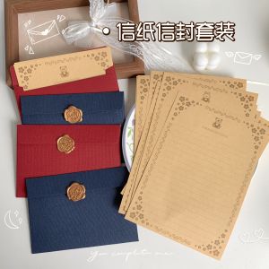 Simple Red Blue Envelope Set Stationery Business Supplies Advanced Feelings Letter Paper Greeting Cards Easy to Use
