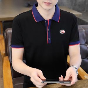 HENGYUANXIANG | High-End Ice Silk Polo Shirt For Men Casual Short Sleeve T-Shirt Dad Fashionable Summer Business Cotton Polyester Blend